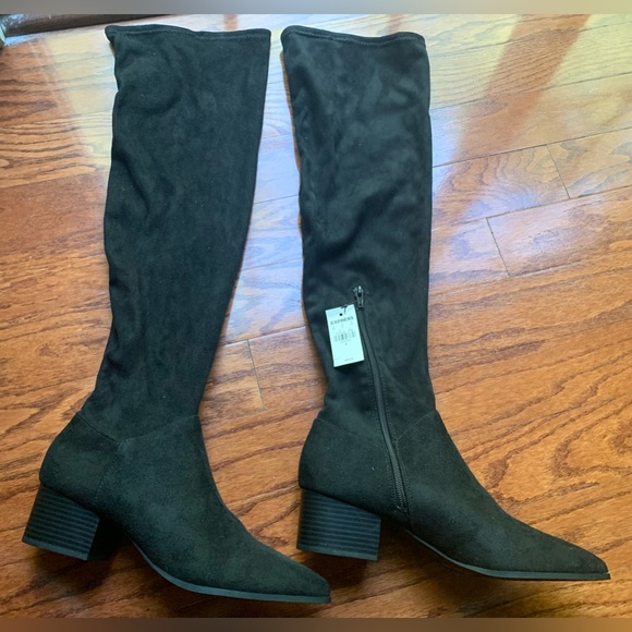Express Shoes - Express Black Swede Over The Knee Boot Size 9 NWT